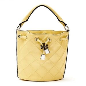 NWT Tory Burch Fleming Soft Leather Bucket Bag, Vintage Lemon